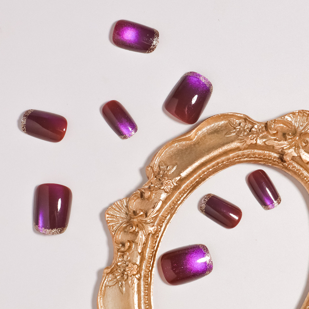 Short square fake nails for wo - огляд і ціна Nail Art Full Cat Eye