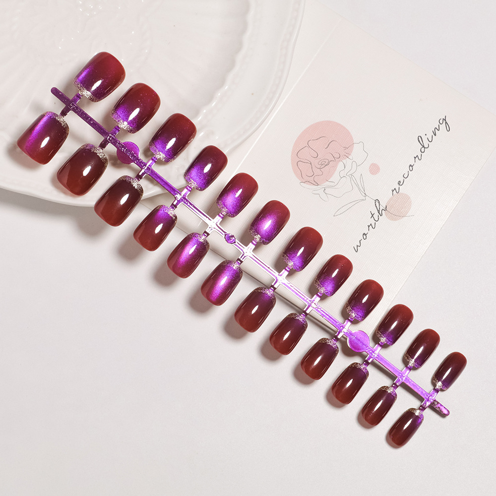 Short square fake nails for wo - огляд і ціна Nail Art Full Cat Eye