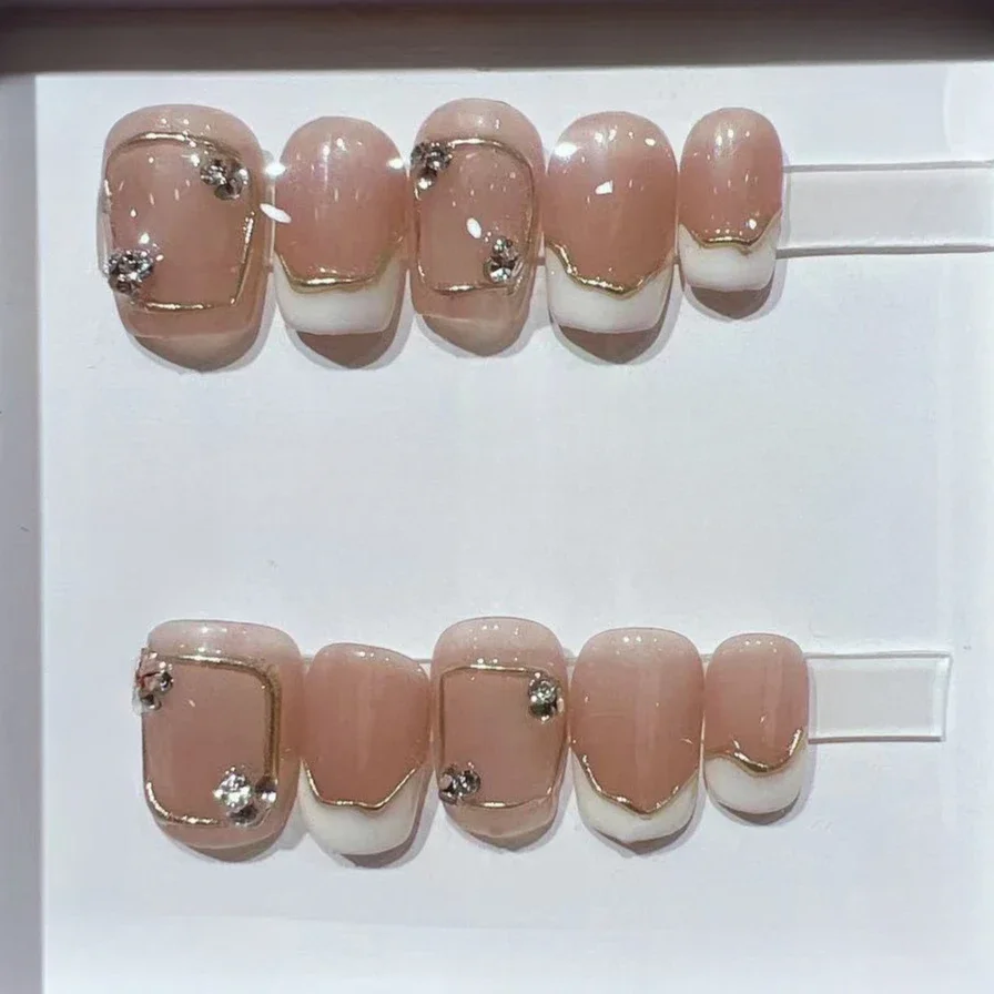 10Pcs Short Square French Hand - огляд і ціна Nail Art Cat Eye Simple