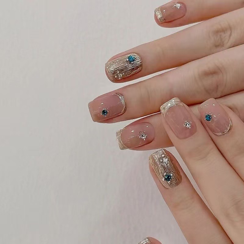 10Pcs Short Square French Hand - огляд і ціна Nail Art Cat Eye Simple