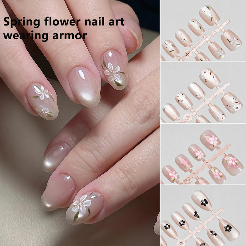 〔YS1〕30Pcs False Nails Flower  - огляд і ціна Nail Art Cat Eye Simple
