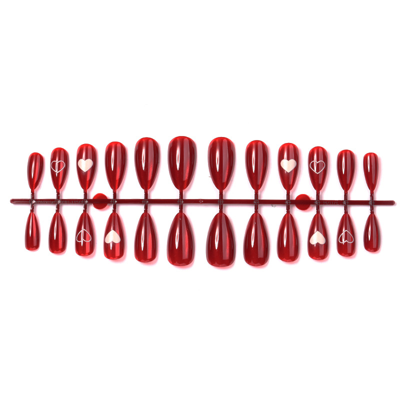 24PCS Simple Red Cat Eye Almon - огляд і ціна Nail Art Cat Eye Simple