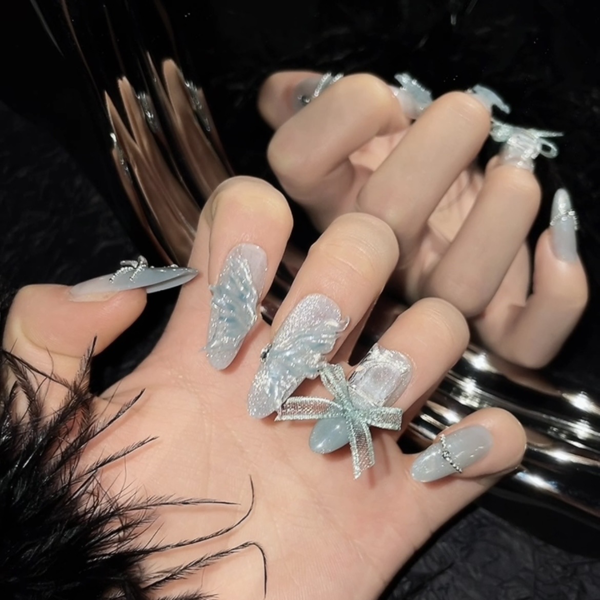 10pcs Pure Hand Pressed Long O - огляд і ціна Nail Art Oval