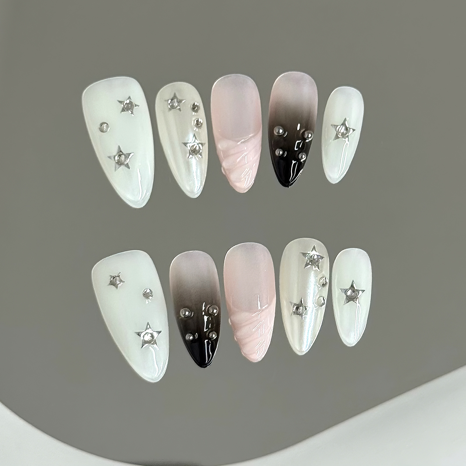 10pcs Almond Fake Nails Star G - огляд і ціна Nail Art Glitter