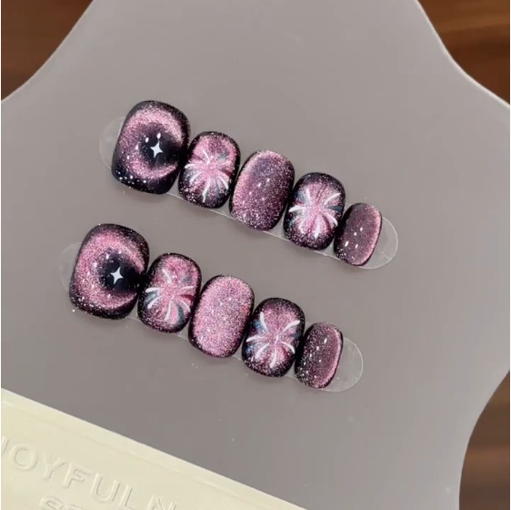 10Pcs Purple Short Round Head  - огляд і ціна Nail Art Simple