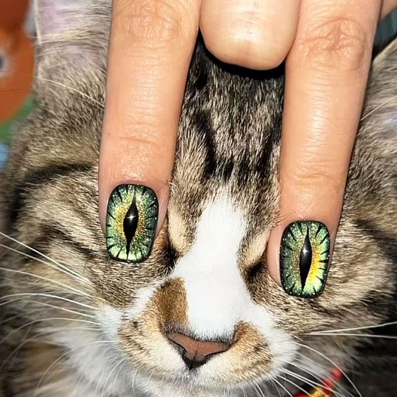 Short fake nails for women shi - огляд і ціна Nail Art Full Cat Eye