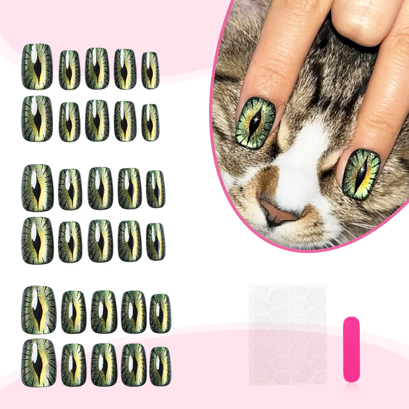 Short fake nails for women shi - огляд і ціна Nail Art Full Cat Eye