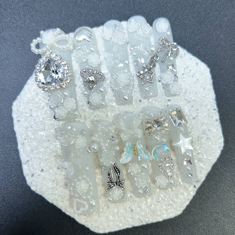 10PCS Cute Jirai Kei White Han - огляд і ціна Nail Art Glitter