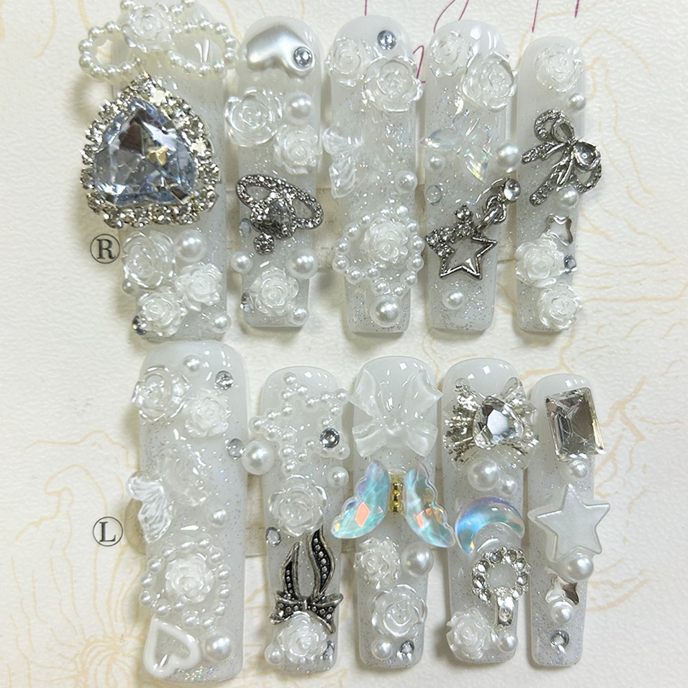 10PCS Cute Jirai Kei White Han - огляд і ціна Nail Art Glitter