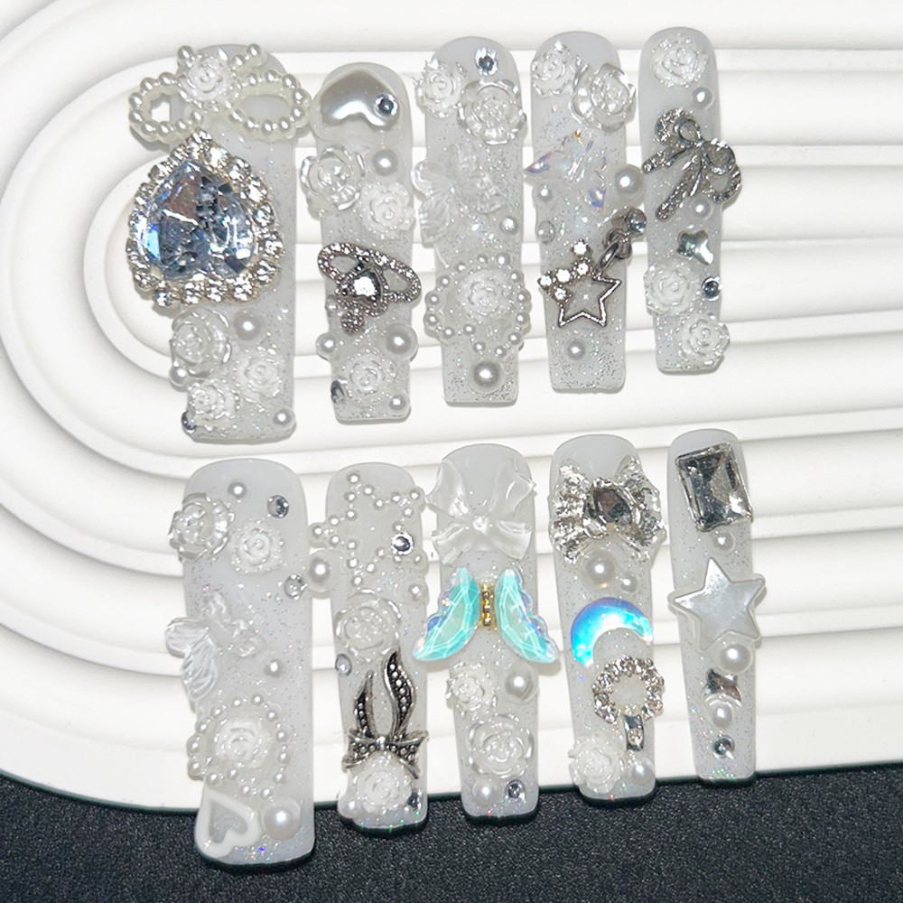 10PCS Cute Jirai Kei White Han - огляд і ціна Nail Art Glitter