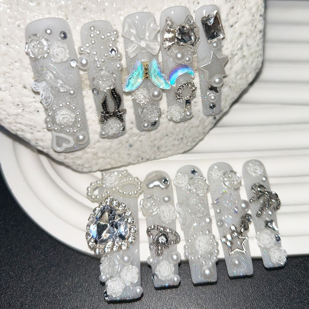 10PCS Cute Jirai Kei White Han - огляд і ціна Nail Art Glitter