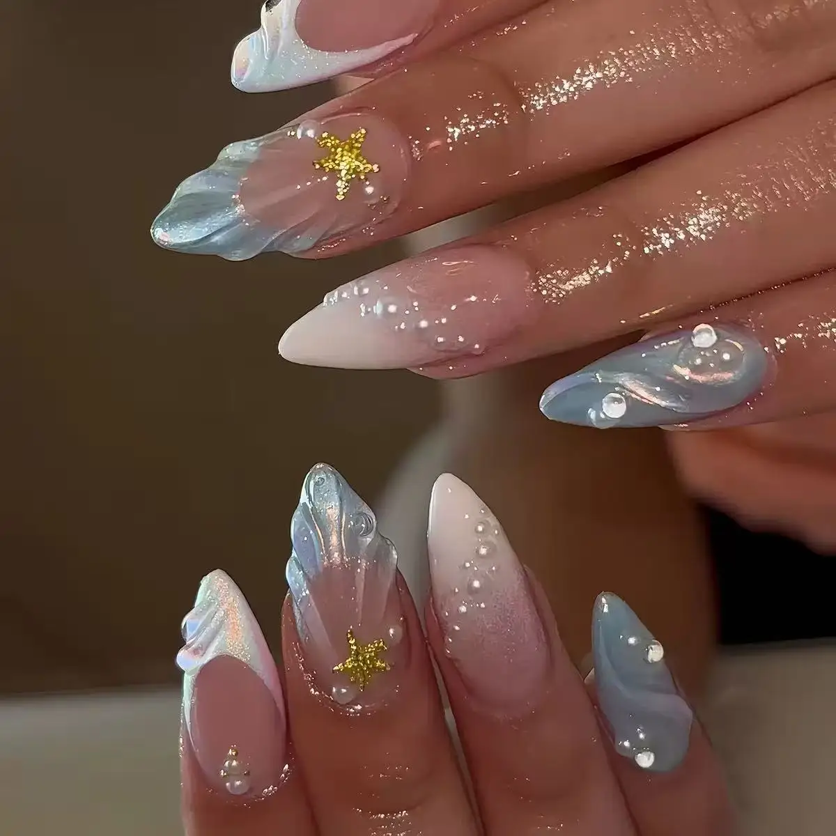 Short Oval 3D Pearl Shell Fren - огляд і ціна Nail Art Oval