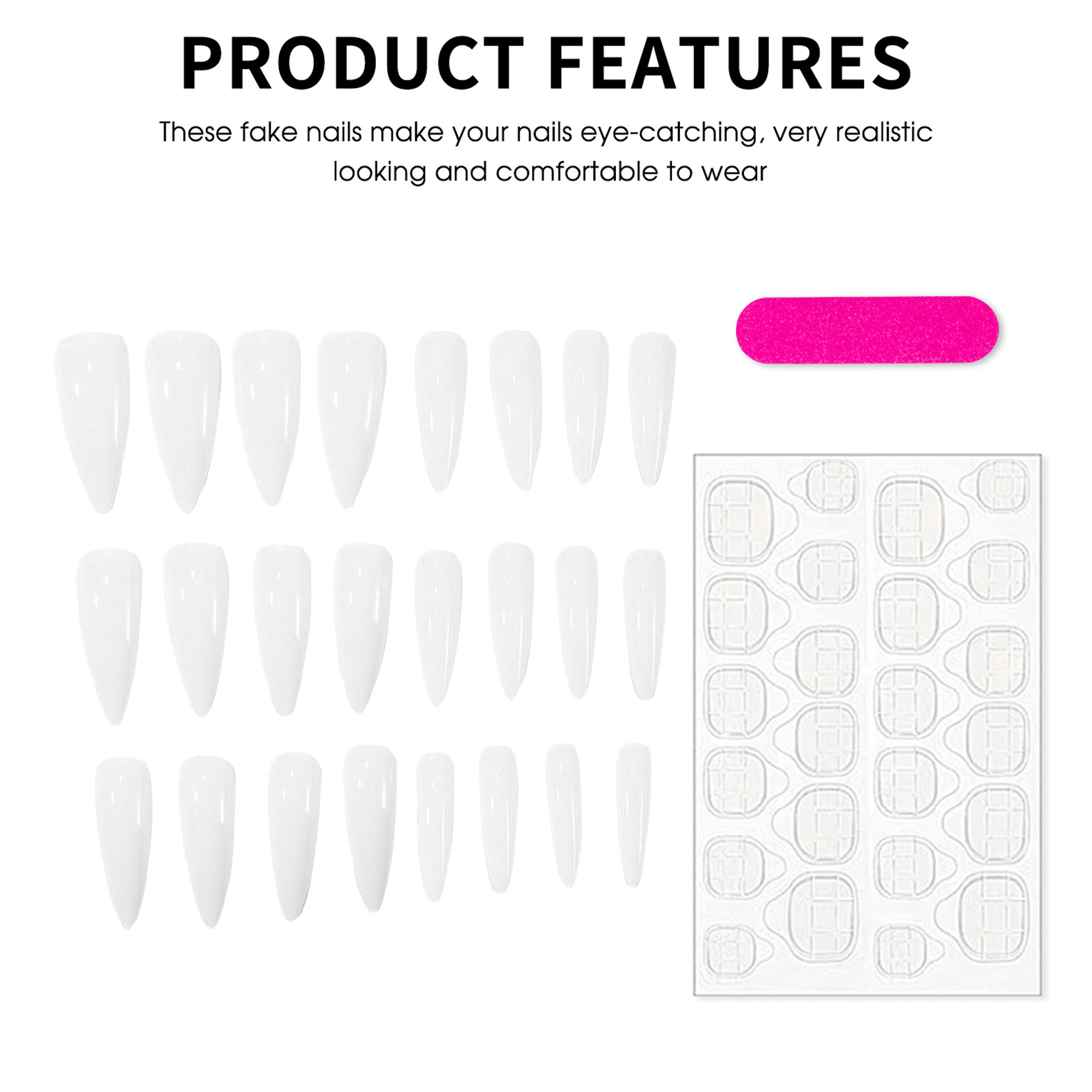24pcs Simple Milky White False - огляд і ціна Nail Art Simple