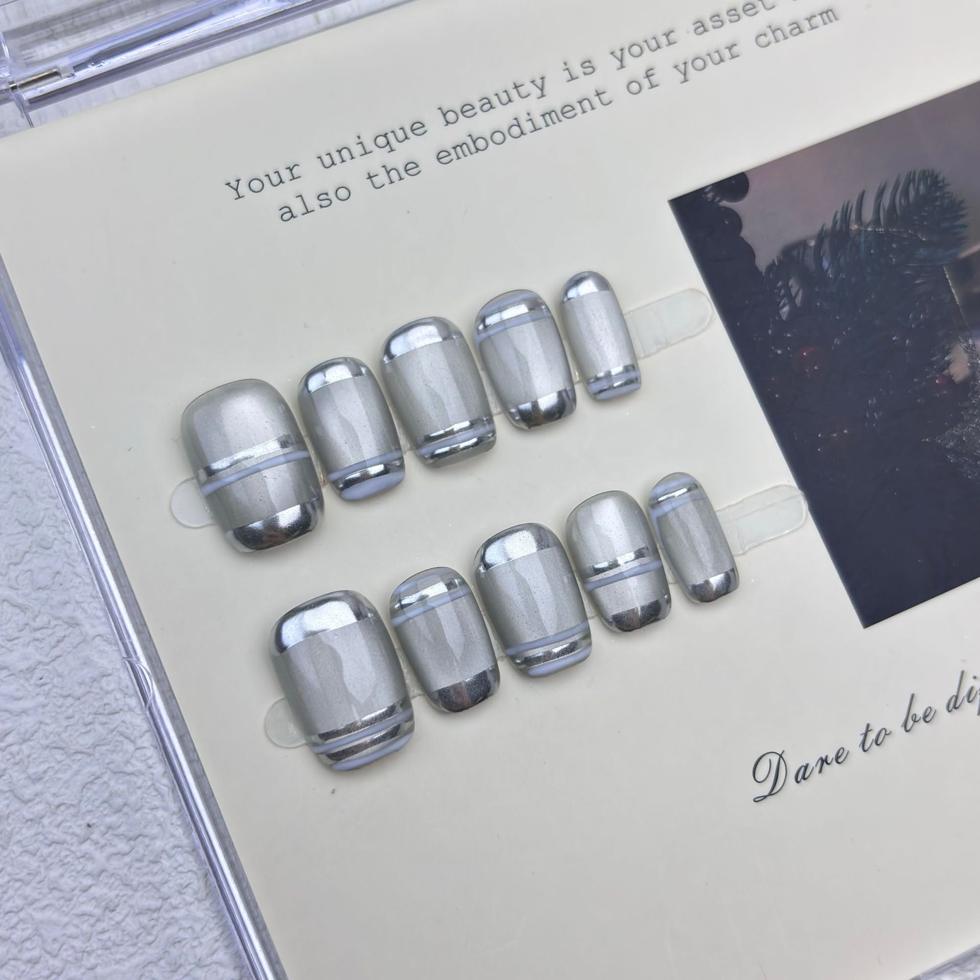 10pcs Aurora Chrome Press on N - огляд і ціна Nail Art Glitter