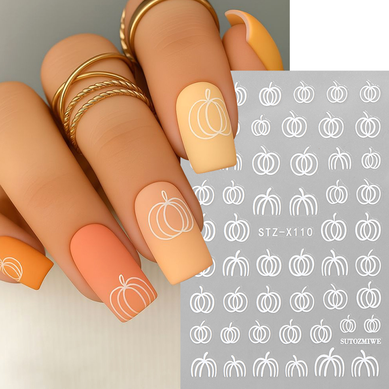 2pcs Elegant White Pumpkin Fal - огляд і ціна Nail Art Simple Elegant