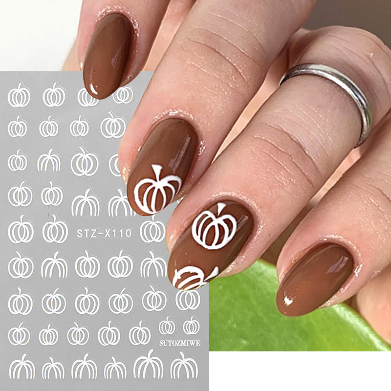 2pcs Elegant White Pumpkin Fal - огляд і ціна Nail Art Simple Elegant