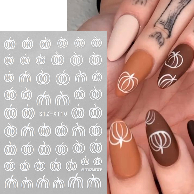 2pcs Elegant White Pumpkin Fal - огляд і ціна Nail Art Simple Elegant