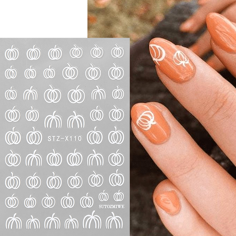 2pcs Elegant White Pumpkin Fal - огляд і ціна Nail Art Simple Elegant