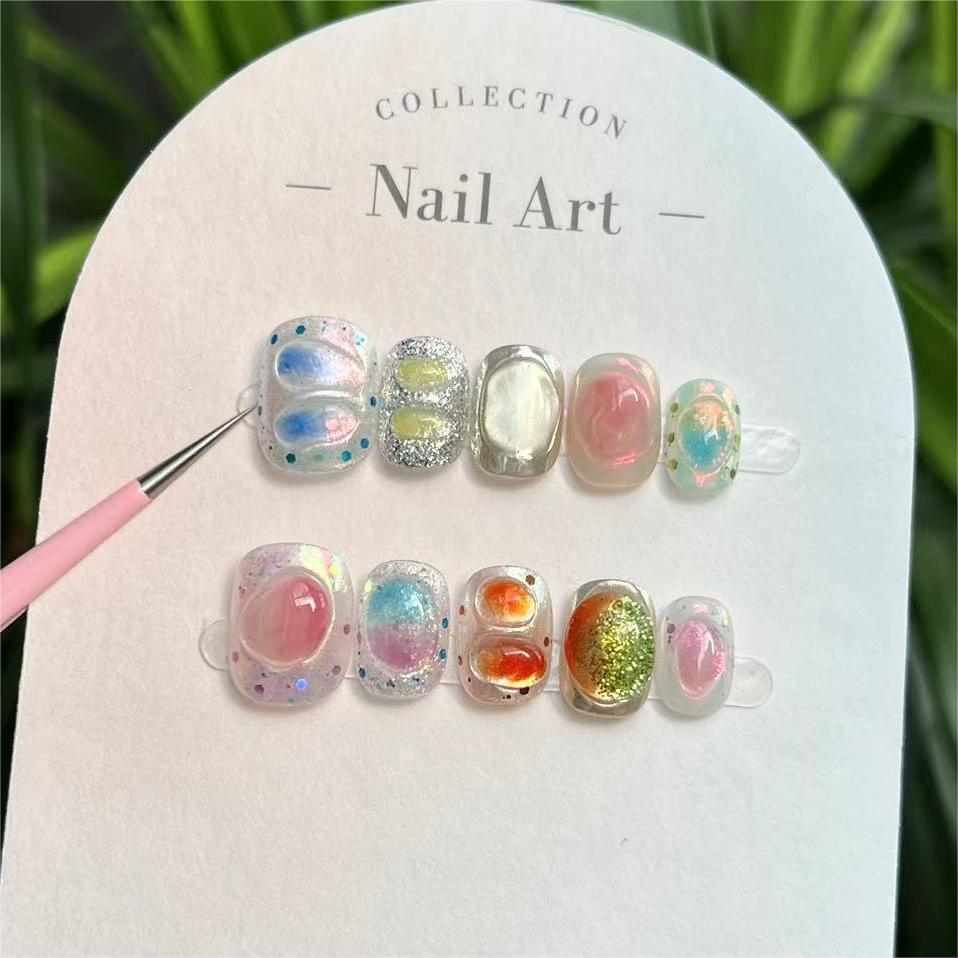 10pcs Short Black Cat Eye Squa - огляд і ціна Nail Art Cat Eye Simple
