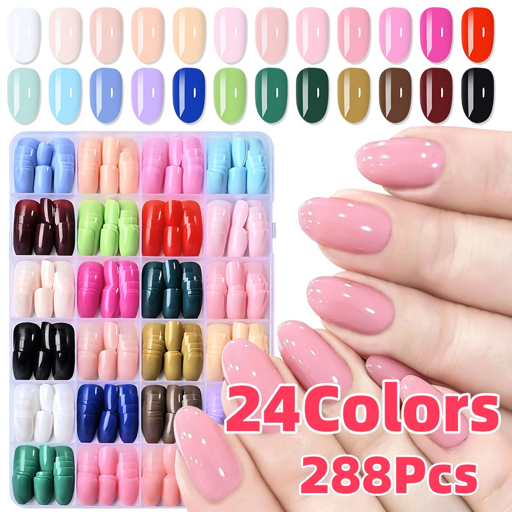 24Colors(288pcs) Colorful Shor - огляд і ціна Nail Art Oval