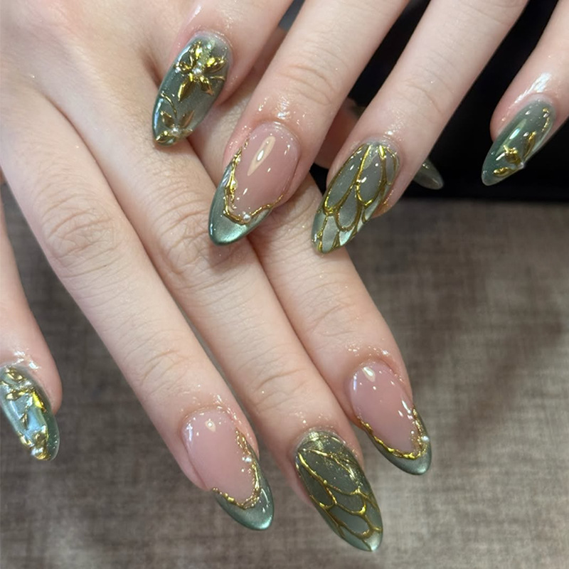 24pcs Simple French Almond Pre - огляд і ціна Nail Art Cat Eye Simple