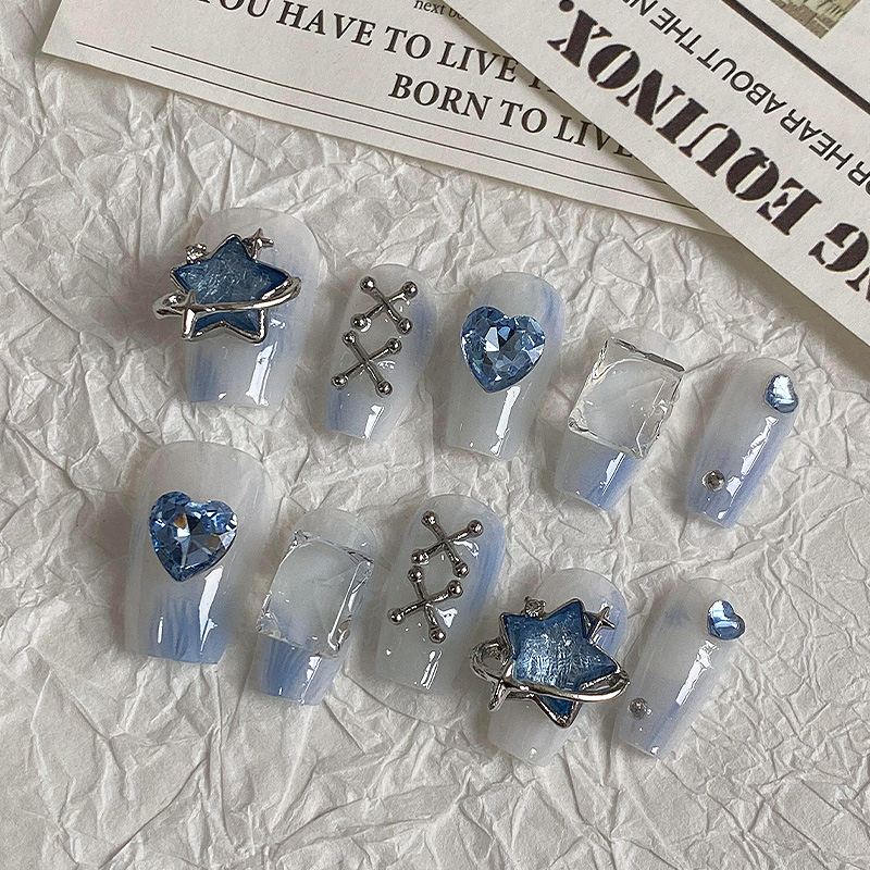 10pcs Dreamy Light Blue Press  - огляд і ціна Nail Art Maroon