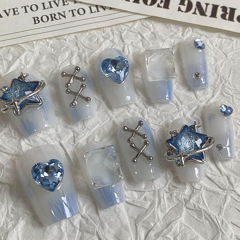 10pcs Dreamy Light Blue Press  - огляд і ціна Nail Art Maroon