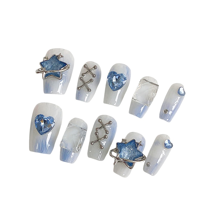 10pcs Dreamy Light Blue Press  - огляд і ціна Nail Art Maroon
