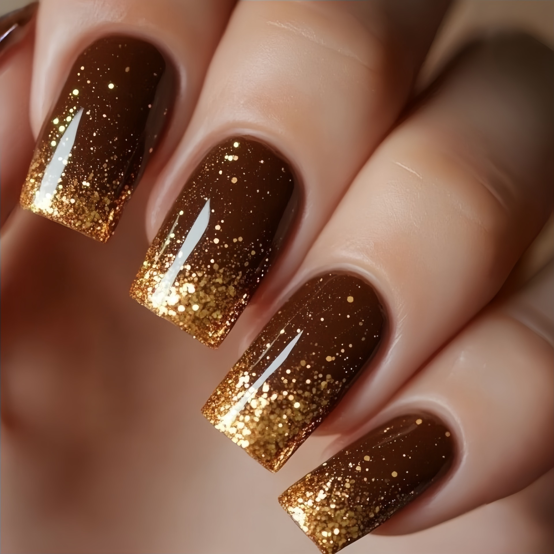 Short Medium fake nails Gradie - огляд і ціна Nail Art Glitter