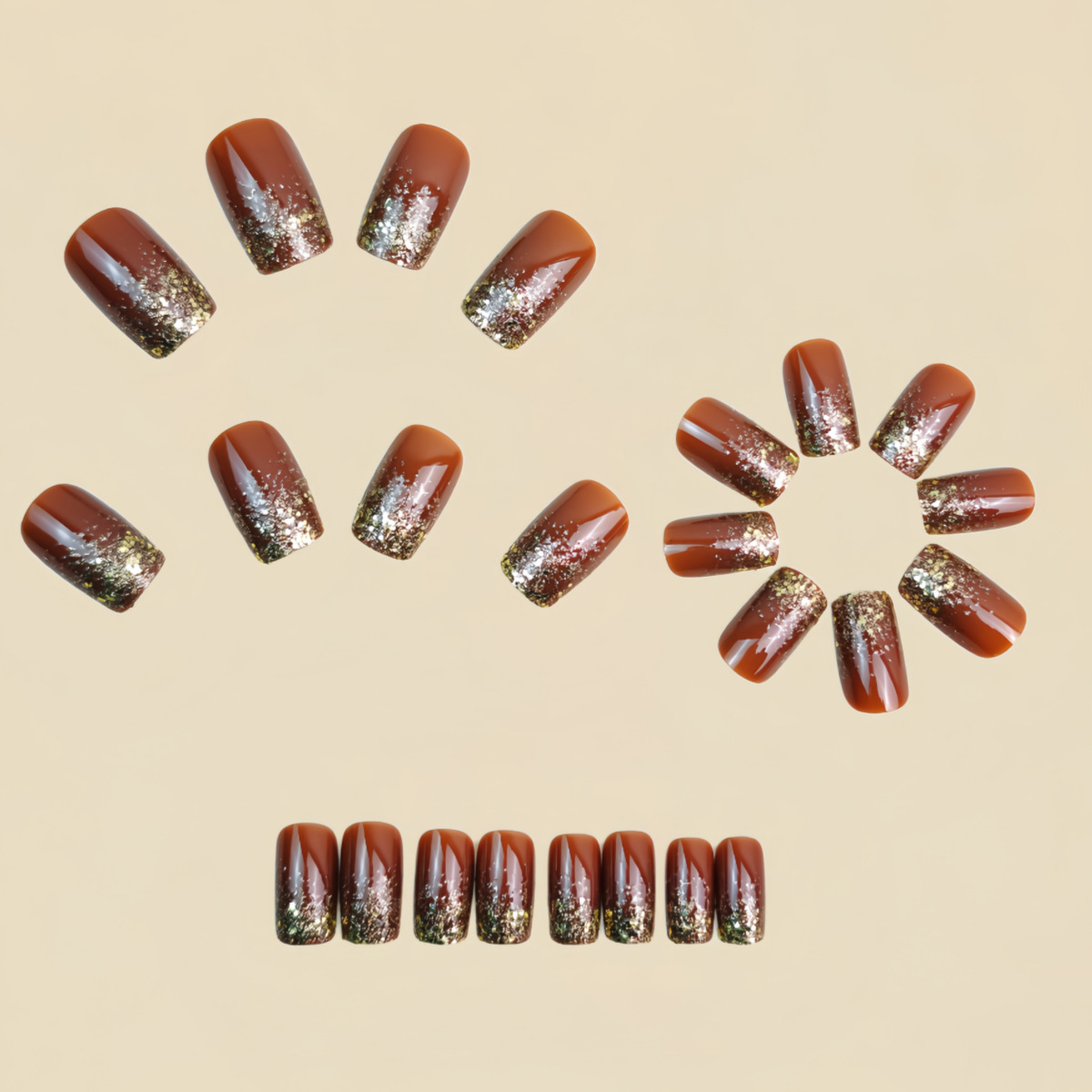 Short Medium fake nails Gradie - огляд і ціна Nail Art Glitter
