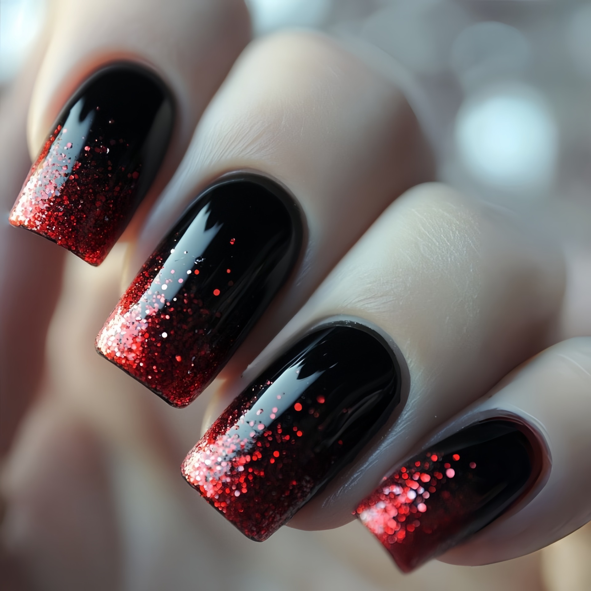 Short Medium fake nails Gradie - огляд і ціна Nail Art Glitter