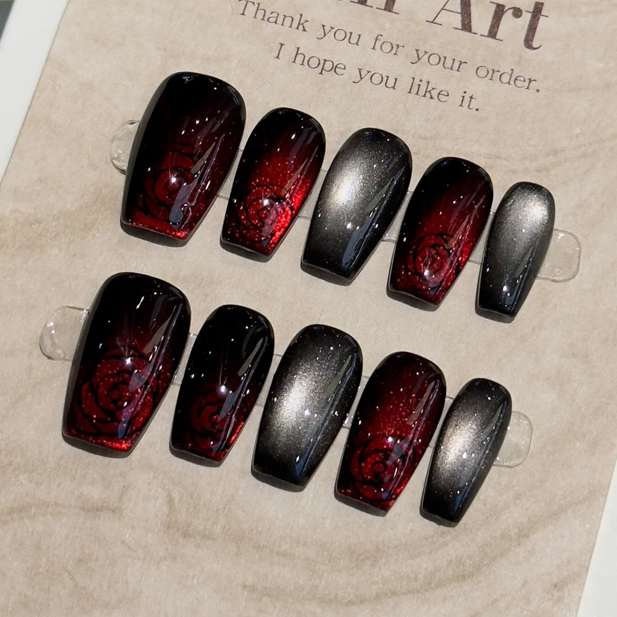10Pcs Retro Fall Handmade Nail - огляд і ціна Nail Art Cat Eye Simple