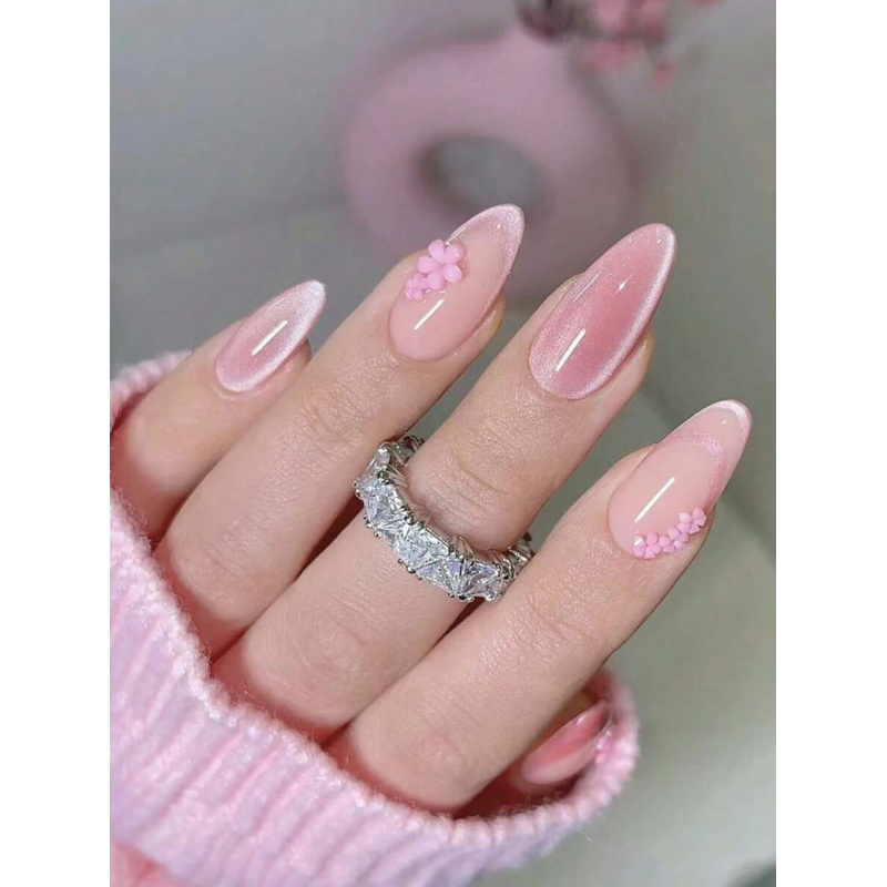10 Pcs Handmade Medium Almond  - огляд і ціна Nail Art Cat Eye Simple