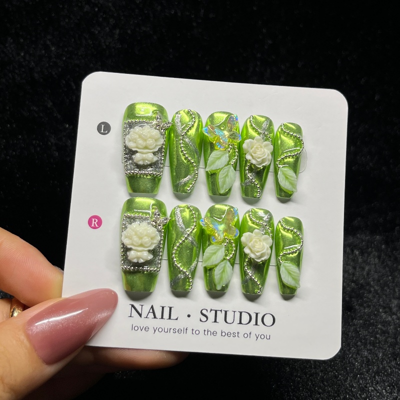 10PCS Rose Gold Press on Nails - огляд і ціна Nail Art Burgundy