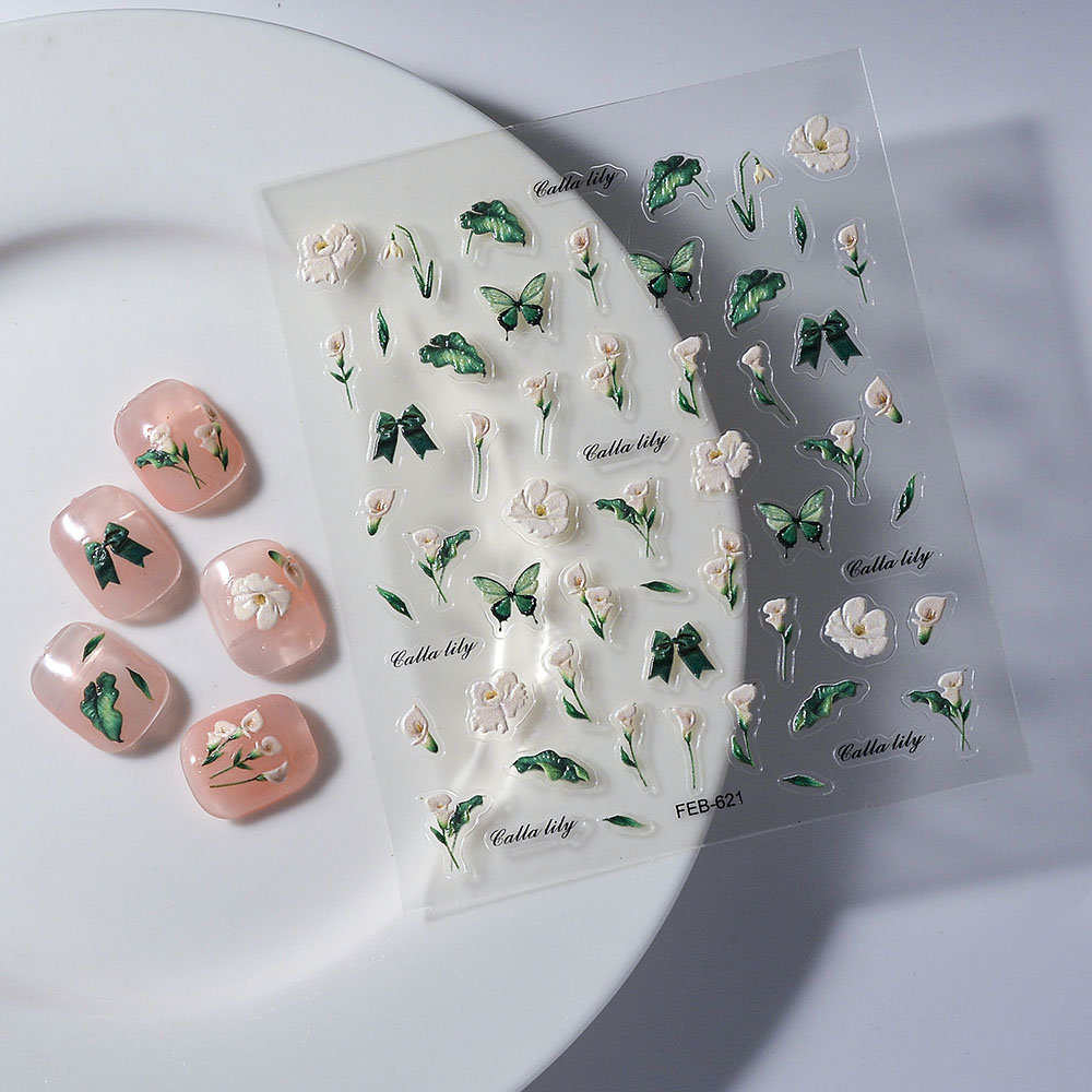 1PCS 5D Flower Stickers Retro  - огляд і ціна Nail Art Simple Elegant