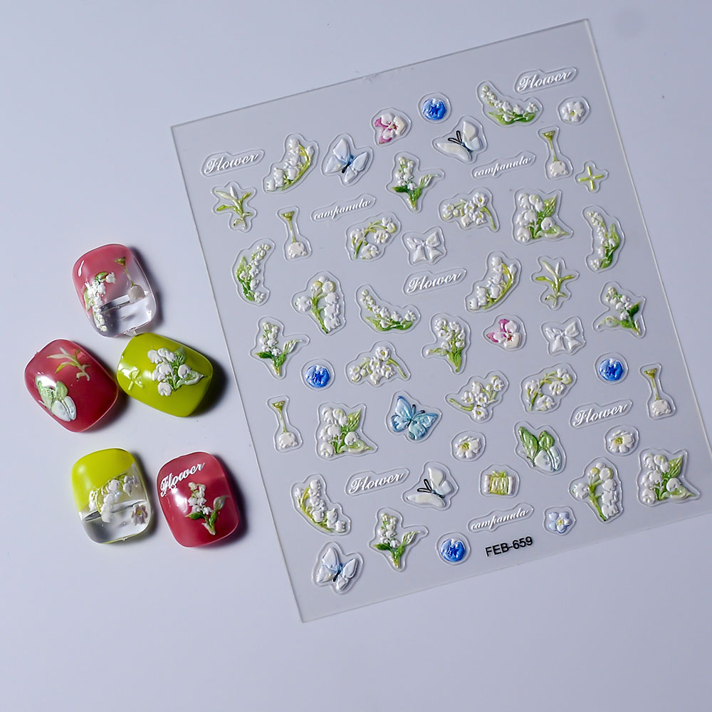 1PCS 5D Flower Stickers Retro  - огляд і ціна Nail Art Simple Elegant