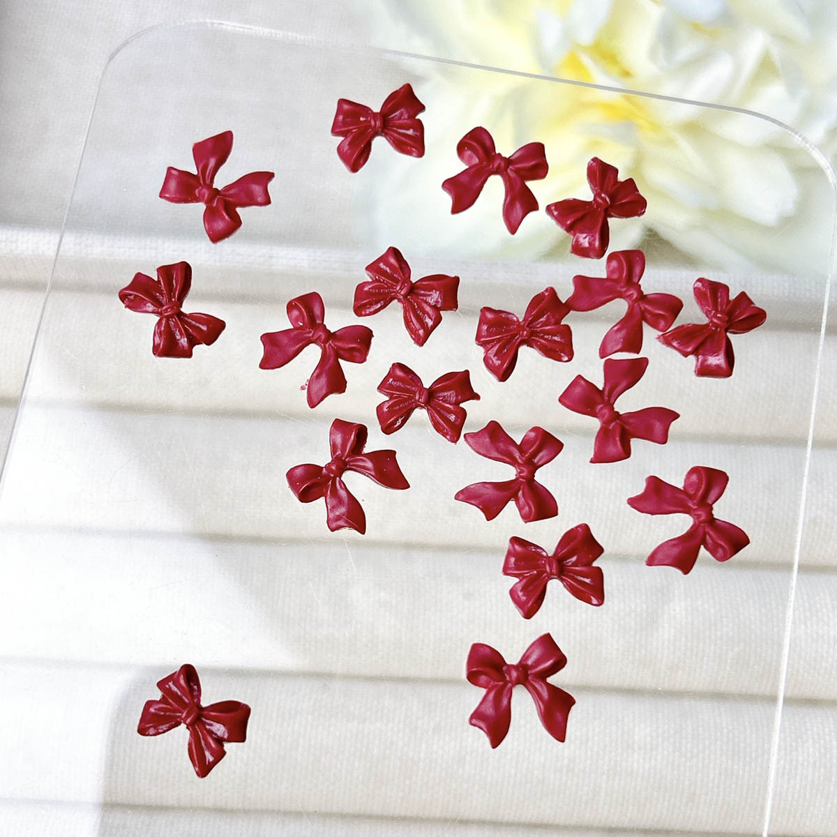 50PCS Burgundy 3D Acrylic Bow  - огляд і ціна Nail Art Burgundy
