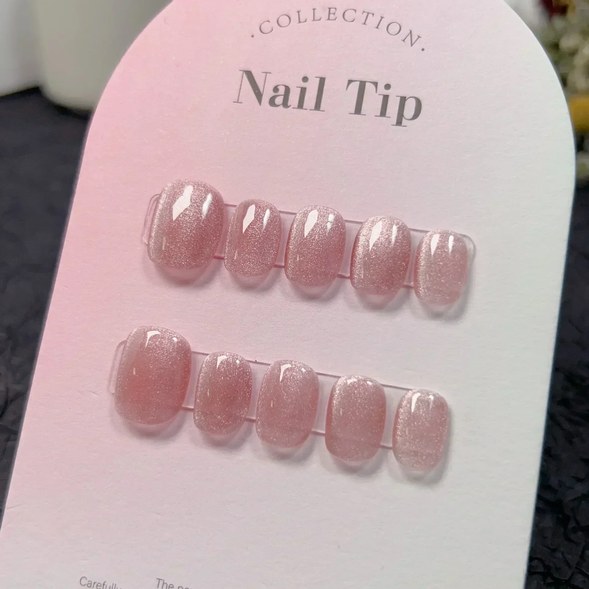 10Pcs Short Handmade Light Gre - огляд і ціна Nail Art Full Cat Eye