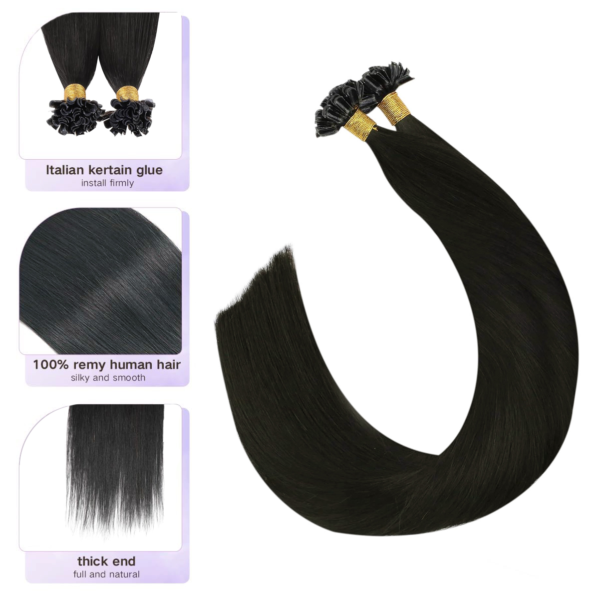 U Tip Human Hair Extensions 50 - огляд і ціна Nail Art Natural