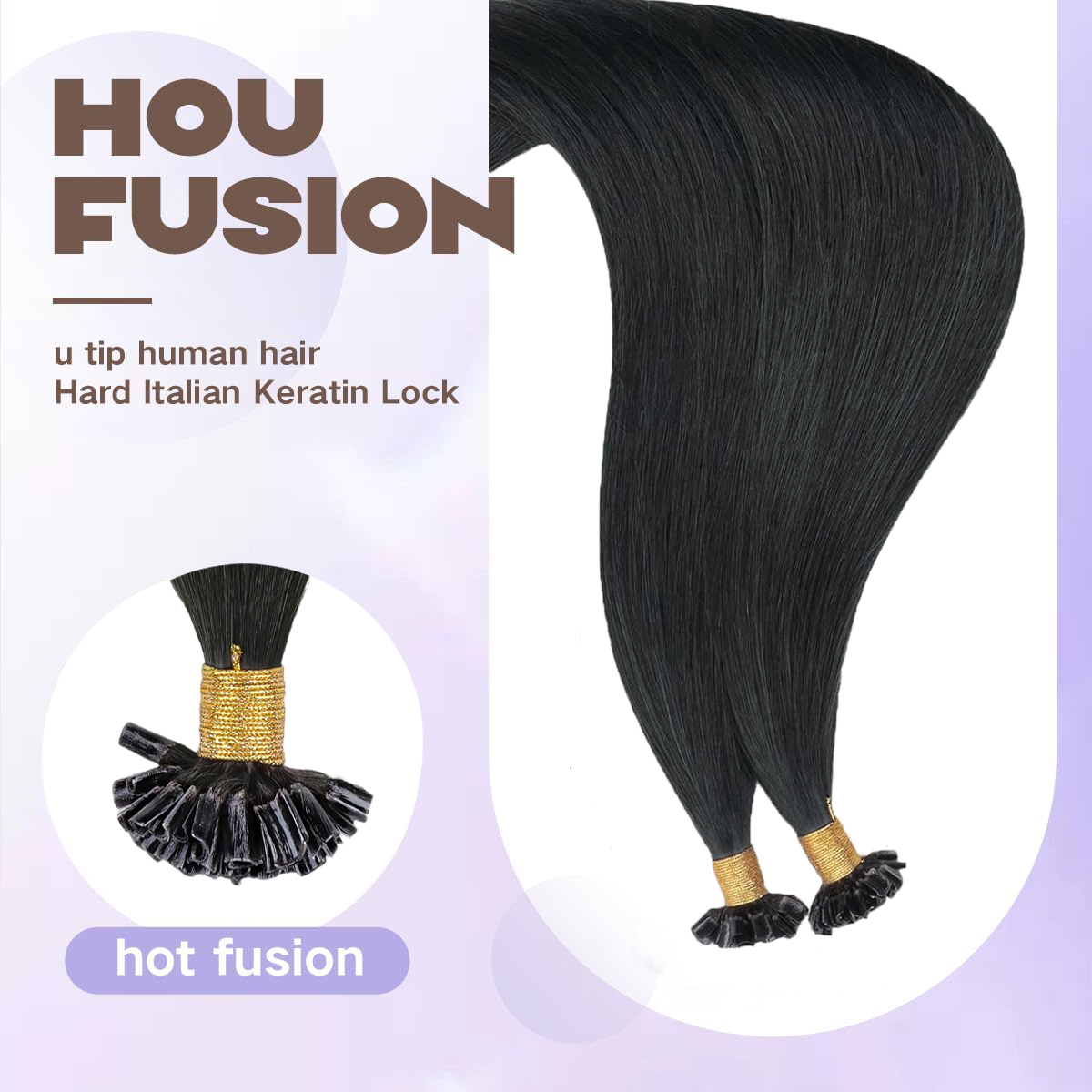 U Tip Human Hair Extensions 50 - огляд і ціна Nail Art Natural