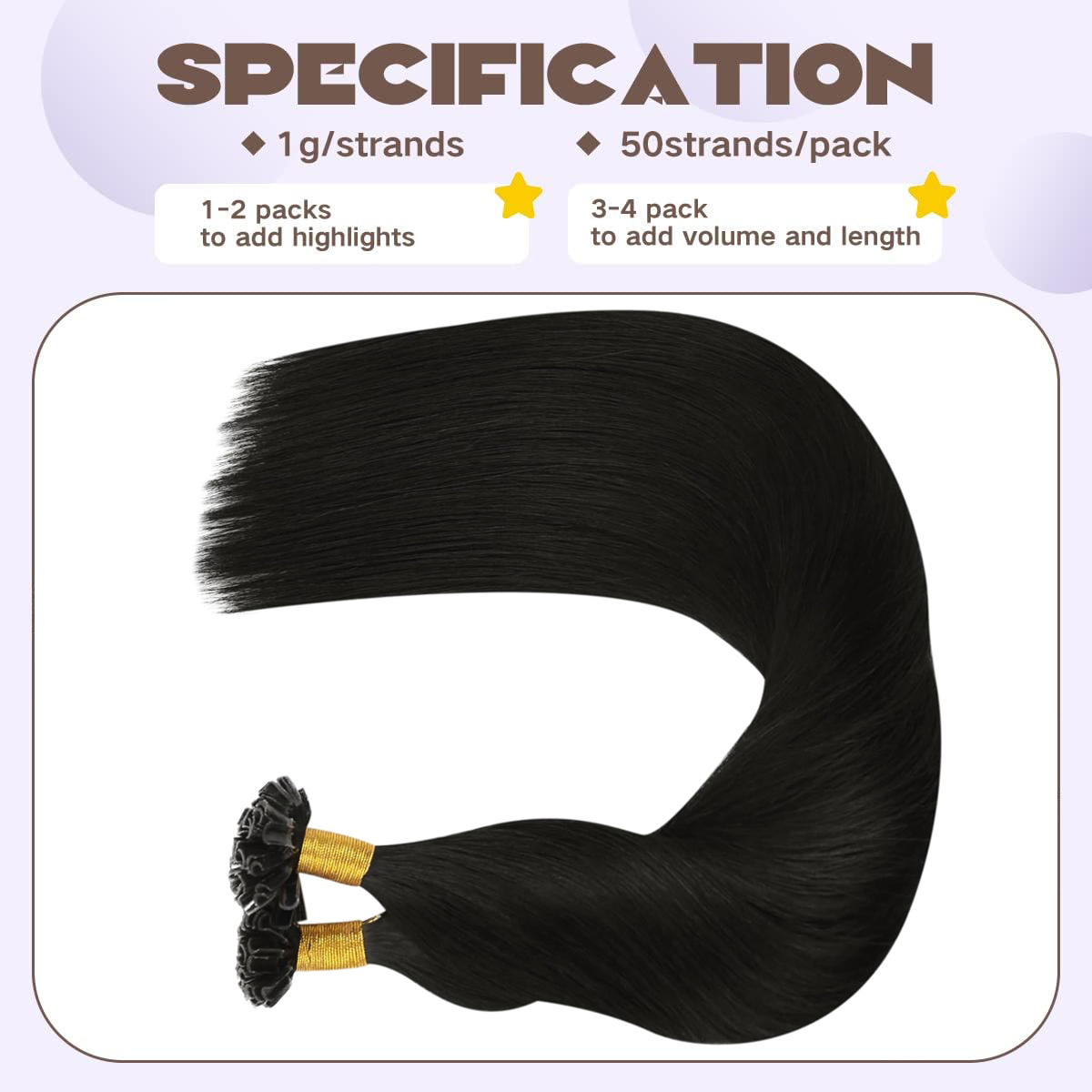 U Tip Human Hair Extensions 50 - огляд і ціна Nail Art Natural